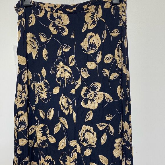 CHAUS Sport Women's Dark Navy Tropical Tones Floral Maxi Skirt Medium NWT - Picture 7 of 10